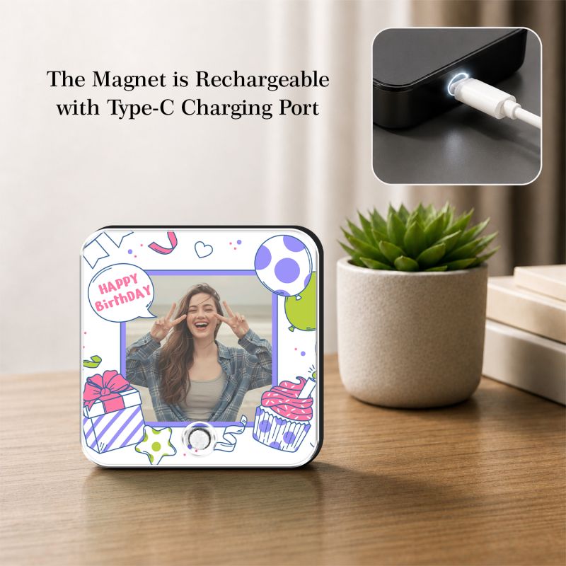 Customized Happy Birthday Musical Fridge Magnet with Music Speaker  Rechargeable Speaker with On/Off Button  Birthday Gift for Girlfriend, Sister, Best Friend